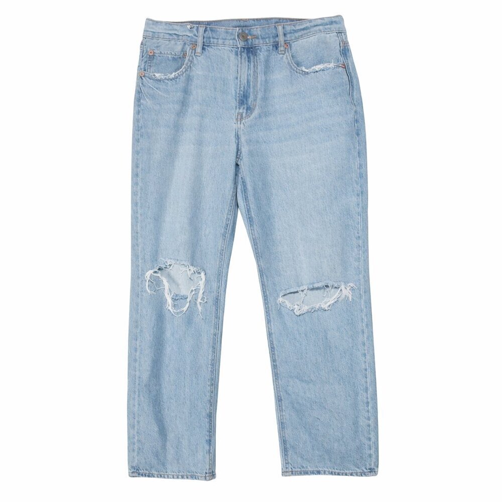 AMERICAN EAGLE Women’s 90’s Straight Light Wash Distressed Jeans Size 14 Regular